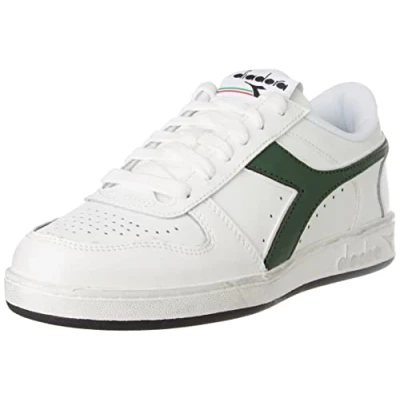 Image of Diadora Magic Basket Icona Unisex Trainers, Size: 9.5, Vert/blanc Leather/synthetics