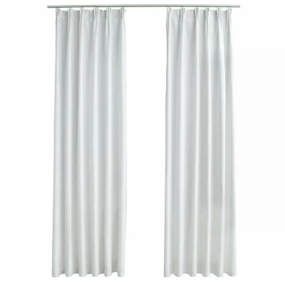 Image of vidaXL Blackout Curtains with Hooks 2 pcs Off White 140x175 cm