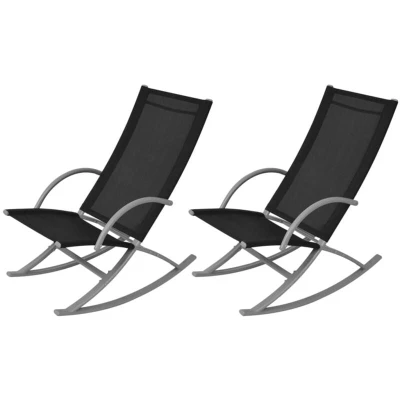 Image of vidaXL Garden Rocking Chairs 2 pcs Steel and Textilene Black