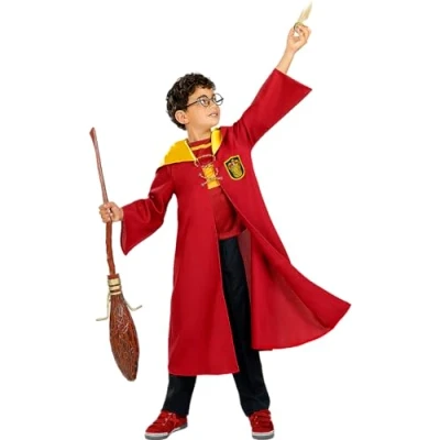 Image of Funidelia Gryffindor Quidditch Costume Harry Potter for boys &amp; girls Wizards, Costumes kids, accessory fancy dress Halloween, carnival parties Size 5 6 years Red