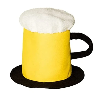 Image of Boland Adult Beer Hat German Fancy Dress Oktoberfest Up Headwear Pint of Novelty Accessory Yellow One Size