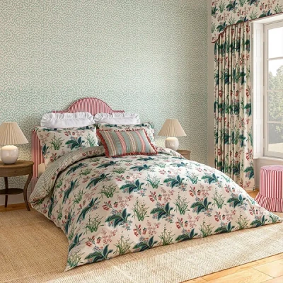 Image of Sanderson Enys Garden Duvet Cover Super King Size Blush &amp; Jade