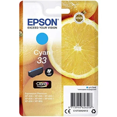 Image of Epson 33 Cyan Oranges, Genuine, Claria Premium Ink, Standard Capacity
