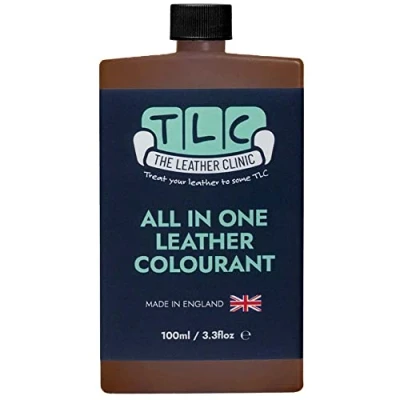 Image of The Leather Clinic All in One Colourant Self Seal Dye Repair Paint Recolour Furniture, Sofas, Car Seats (Medium Brown, 100ml)