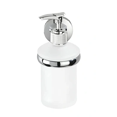Image of WENKO Soap dispenser Cuba in silver/white, Stainless Steel, 17 x 11.5 7 cm