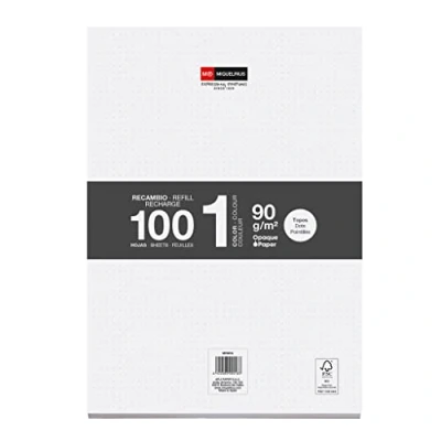 Image of Miquelrius Refill Loose Sheets, 100 Sheets of Dots, A4 Size, 90 g/m² Paper, Without Holes