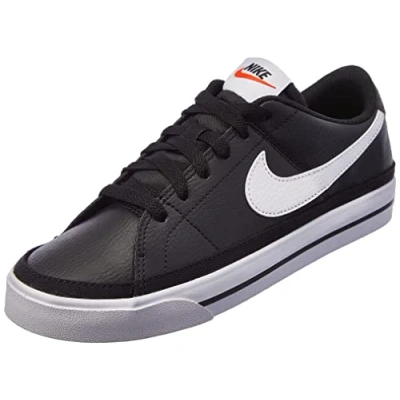Image of NIKE Women&#039;s Court Legacy Next Nature Sneaker, Black White Volt Team Orange, 6 UK