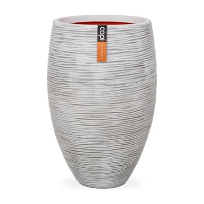 Image of CAPI EUROPE Vase elegant deluxe Rib NL 51x72 Ivory Opening Ø31 Pot for indoor and outdoor use Shatterproof 100% recyclable KOFI1138