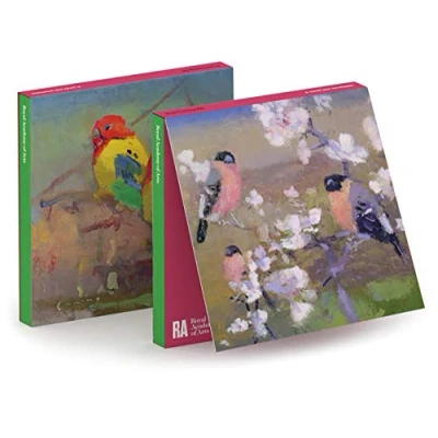 Image of Royal Academy Fred Cuming Bullfinches and Lovebirds Set of 6 Art Greeting Cards (15 x 15cm)