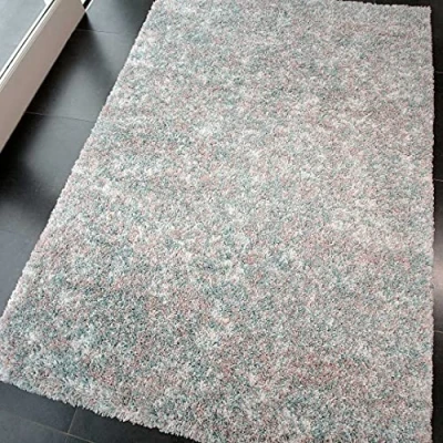Image of Pink Duck Egg Thick Shaggy Rug Duckegg Blue Cream Blush Modern Durable Mottled Super Soft Fluffy Shag Rugs Living Room Area Bedroom 160cm x 230cm