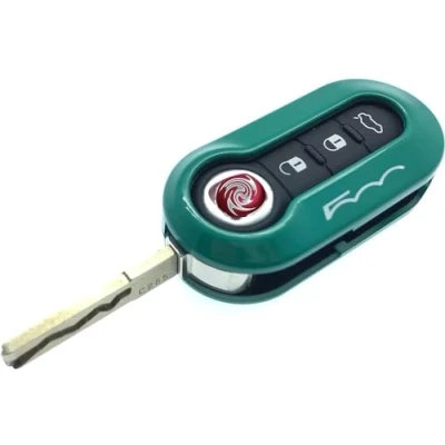 Image of Nordecco Fiat 500 Key Case Cover Fits For 500C 500L Abarth Grande Punto Brava Panda Stilo Linea 3 Button Flip (Green Turquoise)