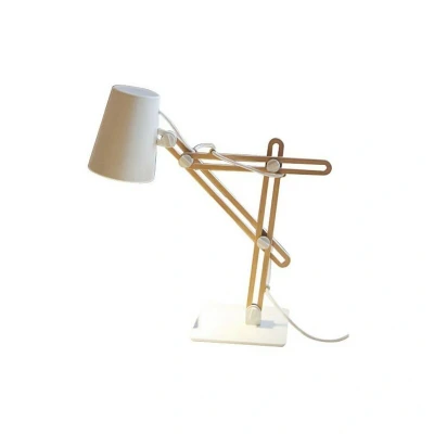 Image of Looker Table Task Lamp 1 Light E27, Matt White, Beech