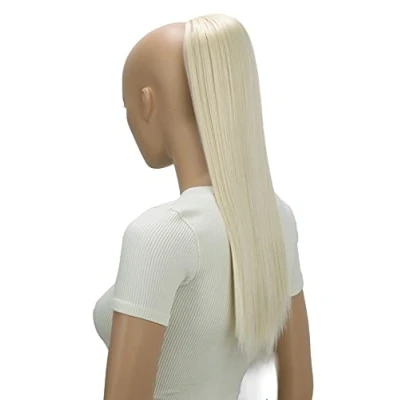 Image of CAISHA 22&quot; Hairpiece Ponytail Extension Heat Resistant Synthetic Fiber Straigth Platinum Blonde PH514
