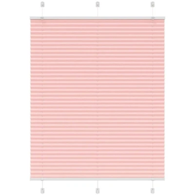 Image of vidaXL Pleated Blind Pink 105x100 cm Fabric Width 104.4 Polyester