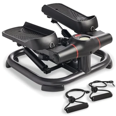 Image of Sunny Health &amp; Fitness 2 in 1 Premium Power Stepper with Resistance Bands, Low Impact Cardio, Space Saving, Height Adjustable, and Optional SunnyFit App Enhanced Bluetooth Connectivity