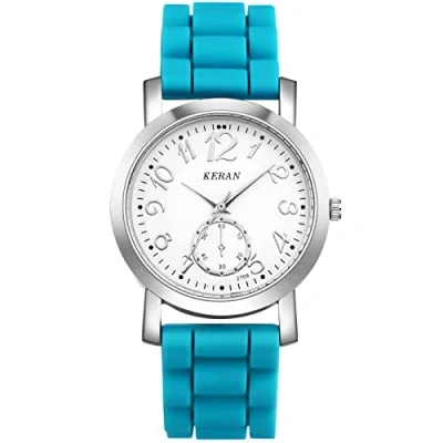 Image of JewelryWe 7PCS Silicone Band Colorful Jelly Wristwatch Round Analog Quartz Casual Watches for Men Women Students Teens