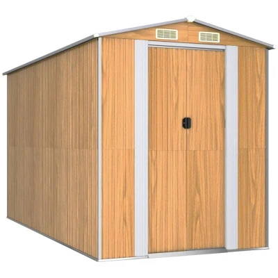 Image of vidaXL Garden Shed Light Brown 192x357x223 cm Galvanised Steel
