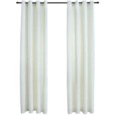 Image of vidaXL Blackout Curtains with Rings 2 pcs Velvet Cream 140x245 cm