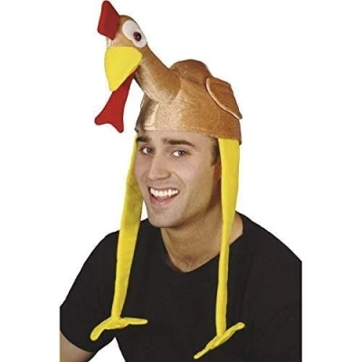 Image of SKYTE® Christmas Turkey Hat with Legs, Adults Novelty Headwear, Thanksgiving Chicken Gobbler Fancy Dress Xmas Headwear
