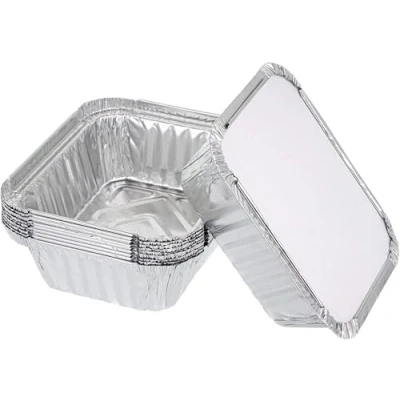 Image of ECONX No.2 Aluminium Disposable Foil Food Container With Lids Reusable Takeaway Containers Great for Baking, Roasting, Cooking, Broiling, Storage (50)