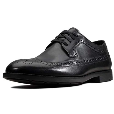 Image of Clarks Men&#039;s Ronnie Limit Brogues, Black Leather Leather, 8.5 UK