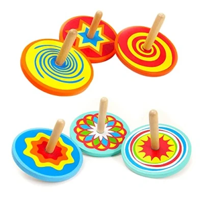 Image of Mini Wooden Spinning Top Toy Single Cracker Filler Gift