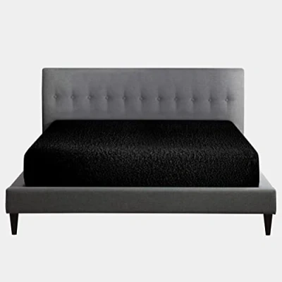 Image of GC GAVENO CAVAILIA Teddy Fleece Fitted Sheet Single, Super Soft Bottom With Elasticated Corners, Warm &amp; Cozy Polycotton Bed sheets, Black