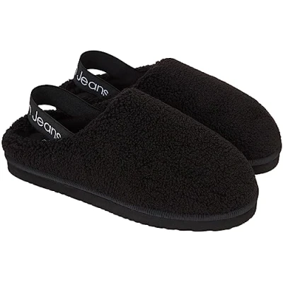 Image of Calvin Klein Jeans Women Slippers Home Clog Surfaces Warm, Black (Black/Bright White), 6 UK