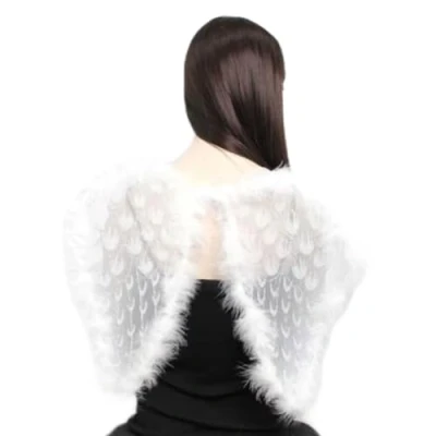 Image of labreeze Adults Large White Angel Xmas Wings With Silver Glitter 46x36 CM Christmas Party Fancy Dress
