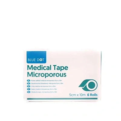 Image of Microporous Medical Tape 5cm x 10m Box of 6 Rolls Blue Dot