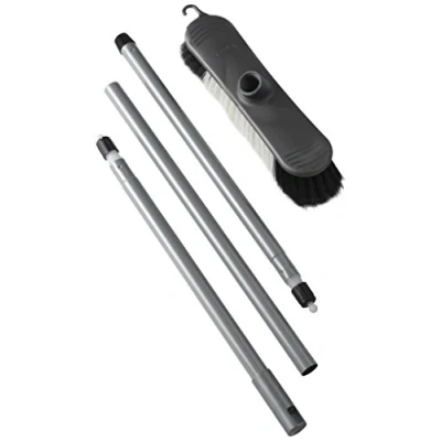 Image of Addis Indoor Plastic Sweeping broom with Soft Nylon bristles &amp; 3pcs easy assemble Metal handle, Metallic Grey