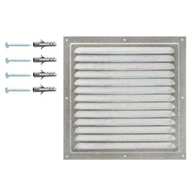 Image of Air Vent Cover Made from Galvanized Steel 25 x cm / 10 inches, Metal Ventilation Grille with Protective Net, Indoor/Outdoor Grid, Grate Mesh.