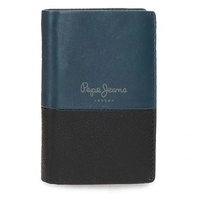Image of Pepe Jeans Dual Vertical Wallet with Purse Blue 8.5 x 11.5 1 cm Leather, Blue, One Size, Coin