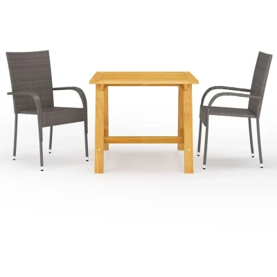 Image of vidaXL 3 Piece Garden Dining Set Brown