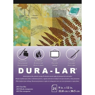 Image of Grafix 9 x 12, Pad of 25 Ultra Clear .003 Film, Acetate Alternative, Glossy Surface for Coverings, Stencils, Color Separation, Window Applications, Transparencies, and More, Polyester, 9&quot;x12&quot;x0&quot;