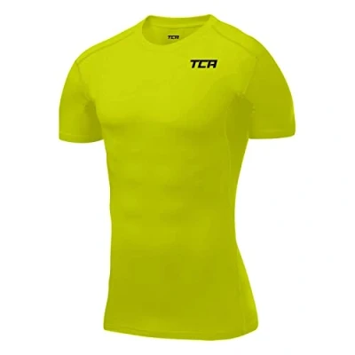 Image of TCA Boys&#039; HyperFusion Compression Base Layer Top Short Sleeve Under Shirt Lime Punch, 10 12 Years