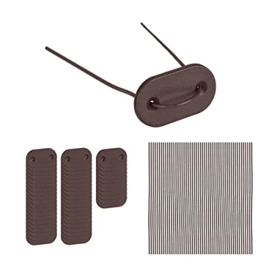 Image of Relaxdays Privacy Screen, 52 Mounting Wires &amp; Plates Each, for Balcony, Fixing Kit Visibility Shield Mats, Brown, Plastic 50% Iron, 15x0.1 cm