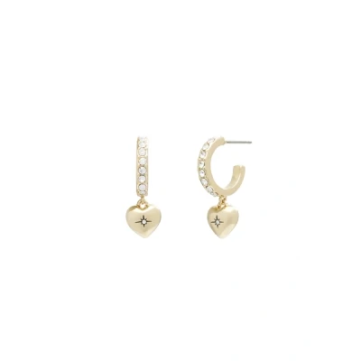Image of Coach Gold Heart Pave Huggie Earrings