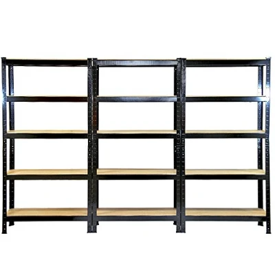 Image of Racking Storage Shelving 75cm Heavy Duty Garage 5 Tier Black &amp; Blue Steel Shelf Unit x 30cm 150cm (3, Black)