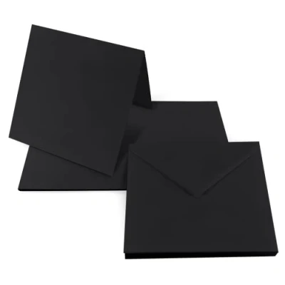 Image of Netuno 25 Folding Cards Blank with Envelope Double Black + Square Envelopes 14 x cm Rainbow Set Paper Card Blanks Coloured