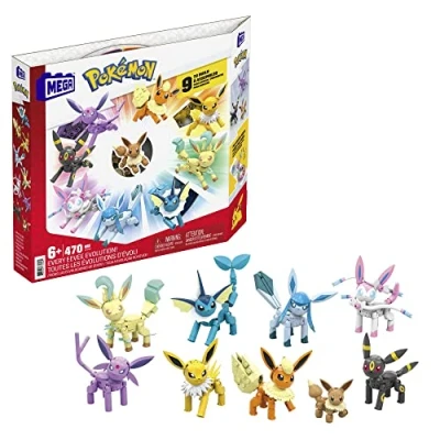 Image of MEGA Pokémon Building Toys Set Every Eevee Evolution with 470 Pieces, 9 Poseable Characters, for Kids, GFV85
