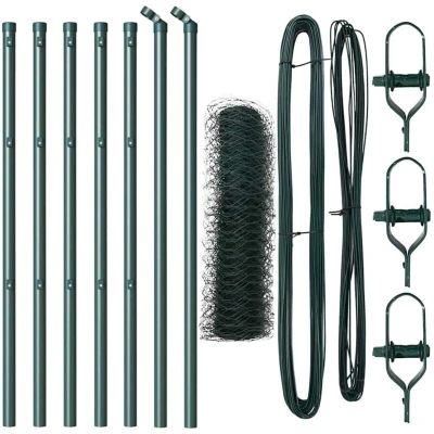 Image of vidaXL Hexagon Fence Green 0.4x10 m Steel