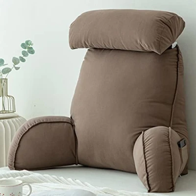 Image of COYEUX Lumbar Support Cushion With Neck Brace/Arm Support,Bed Chair Pillow,Sofa Waist Pillow Removable Cover,Perfect For Sitting Reading,or Gaming,75x40x58cm (with headrest)