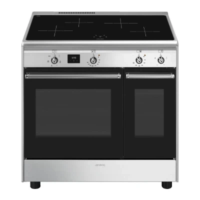 Image of SMEG CX92IM 90 cm Electric Induction Range Cooker Stainless Steel &amp; Black,