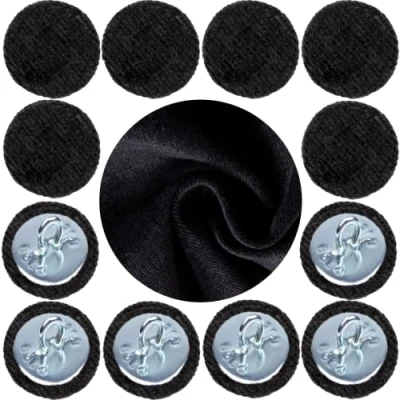Image of Velvet Covered Hoop Back Buttons Upholstery Fabric for Headboards Sofas 18 mm (Black, 10 Buttons)