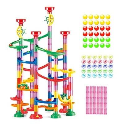 Image of Marble Run Roll Educational Construction Maze Block. Big Circle and Double Back Pieces for More Hang Time 169 pieces. Ages 3 years up