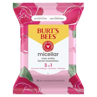Image of Burts Bees Micellar Makeup Removing Towelettes Rose Water for Women 30 Count