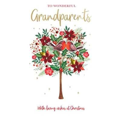 Image of Wonderful Grandparents Embellished Christmas Card Hand Finished Champagne Cards XCDC374