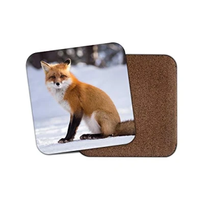 Image of 1 x Stunning Ginger Fox Coaster Wildlife Animal Snow Winter Nature Mum #12841