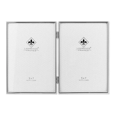 Image of Lawrence Frames Hinged Double Simply Metal Picture Frame, 5 by 7 Inch, Silver